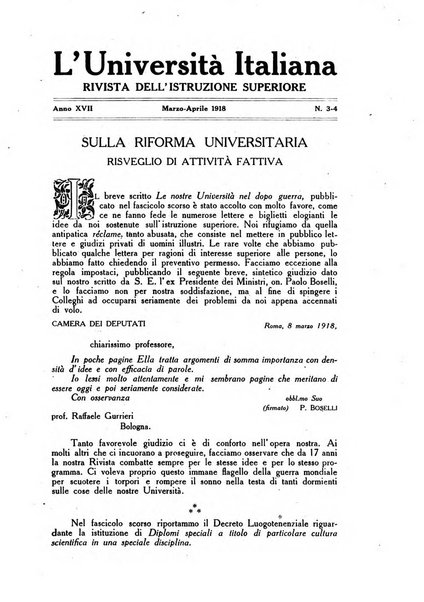 L'università italiana rivista dell'istruzione superiore