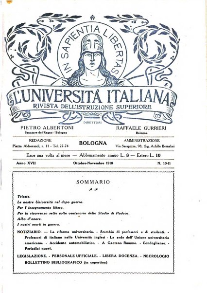 L'università italiana rivista dell'istruzione superiore