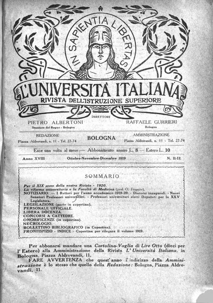 L'università italiana rivista dell'istruzione superiore