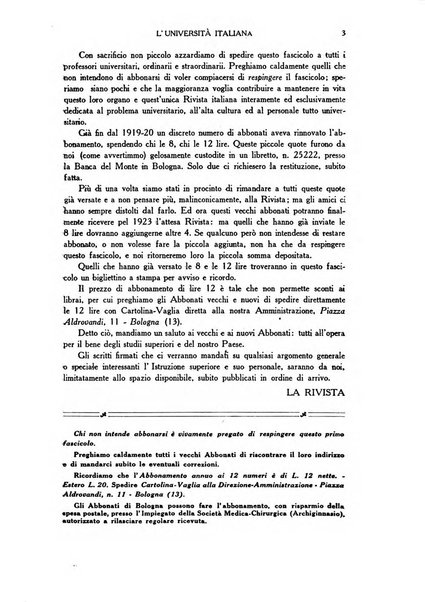 L'università italiana rivista dell'istruzione superiore