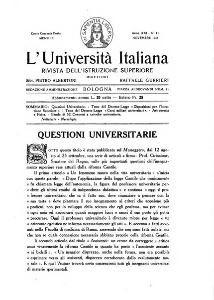 L'università italiana rivista dell'istruzione superiore