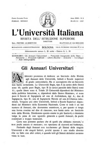 L'università italiana rivista dell'istruzione superiore