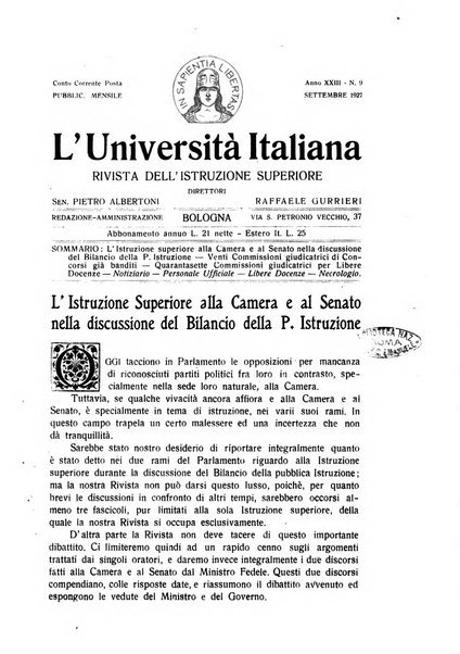 L'università italiana rivista dell'istruzione superiore