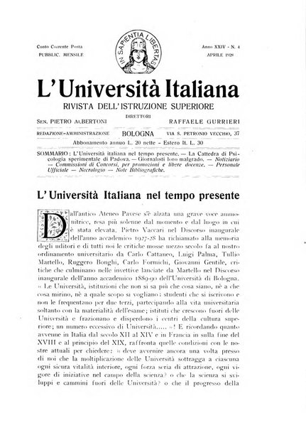 L'università italiana rivista dell'istruzione superiore