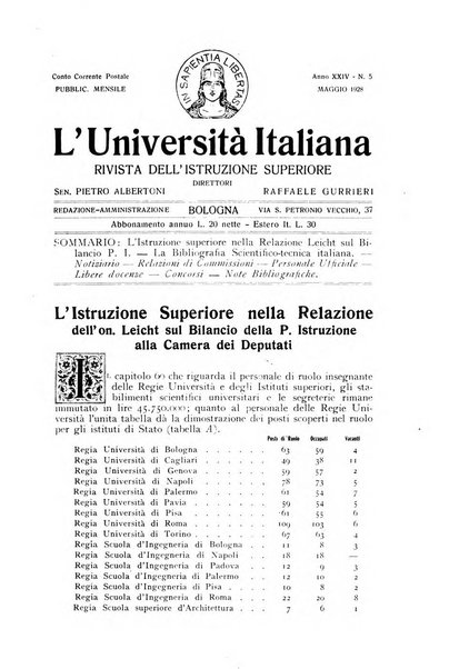 L'università italiana rivista dell'istruzione superiore