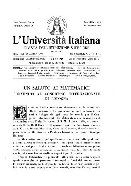 L'università italiana rivista dell'istruzione superiore