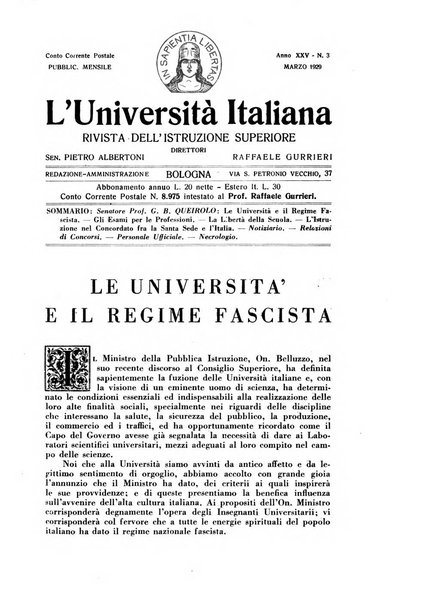 L'università italiana rivista dell'istruzione superiore