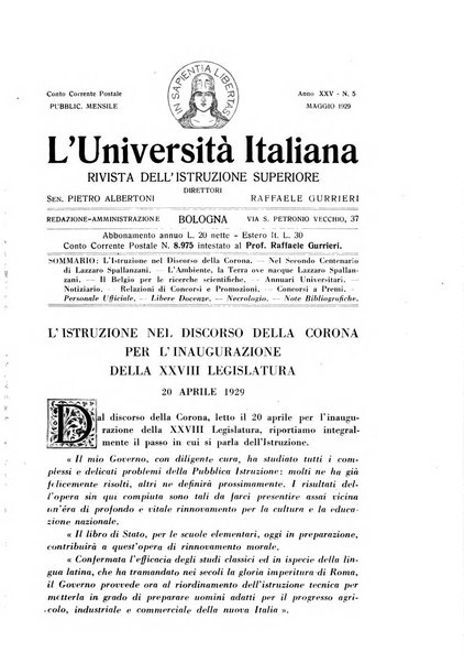 L'università italiana rivista dell'istruzione superiore