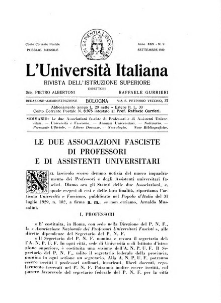 L'università italiana rivista dell'istruzione superiore