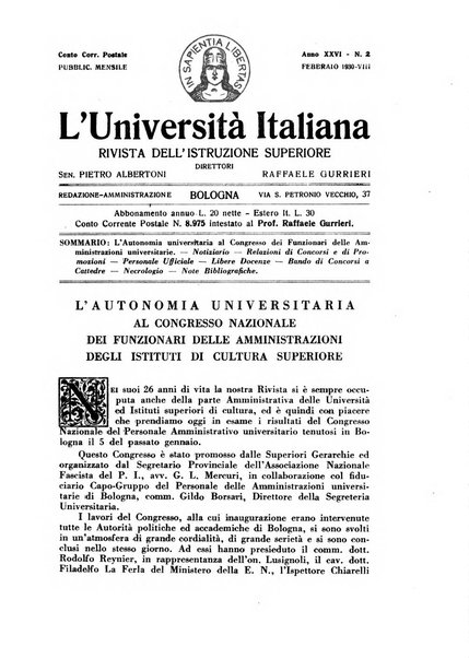 L'università italiana rivista dell'istruzione superiore