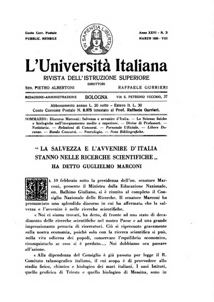 L'università italiana rivista dell'istruzione superiore