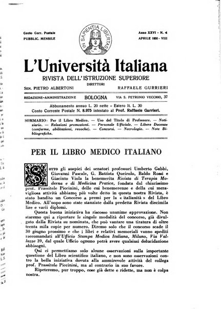 L'università italiana rivista dell'istruzione superiore