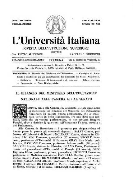 L'università italiana rivista dell'istruzione superiore