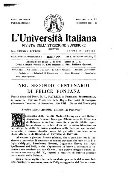 L'università italiana rivista dell'istruzione superiore