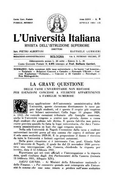 L'università italiana rivista dell'istruzione superiore