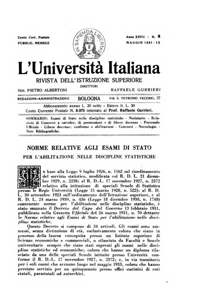 L'università italiana rivista dell'istruzione superiore