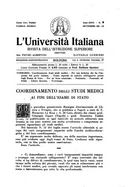 L'università italiana rivista dell'istruzione superiore