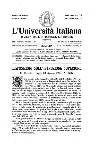 L'università italiana rivista dell'istruzione superiore