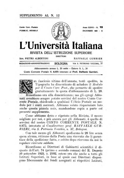 L'università italiana rivista dell'istruzione superiore