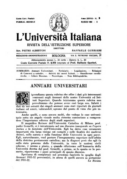 L'università italiana rivista dell'istruzione superiore