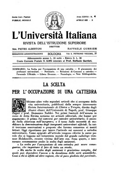 L'università italiana rivista dell'istruzione superiore