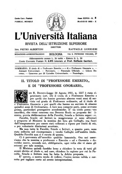 L'università italiana rivista dell'istruzione superiore