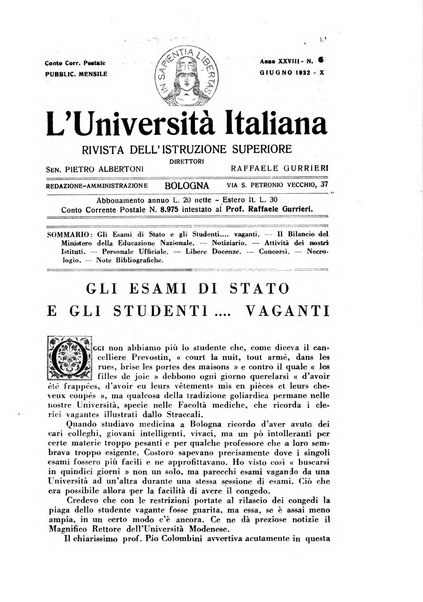 L'università italiana rivista dell'istruzione superiore