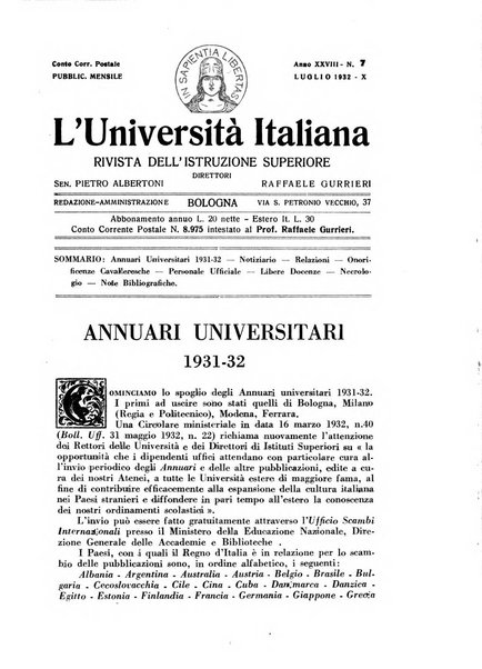 L'università italiana rivista dell'istruzione superiore