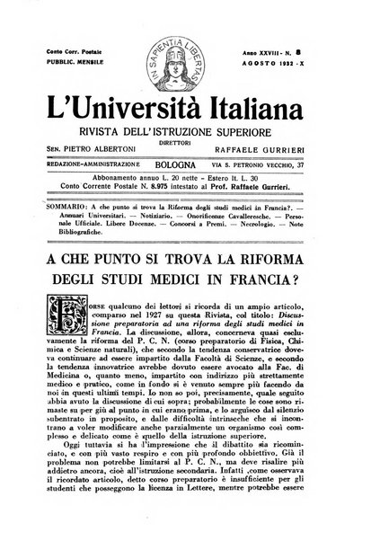 L'università italiana rivista dell'istruzione superiore