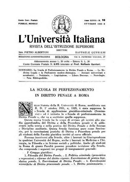 L'università italiana rivista dell'istruzione superiore