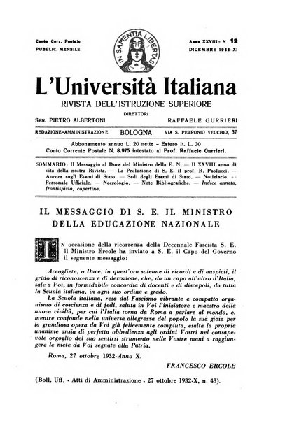 L'università italiana rivista dell'istruzione superiore