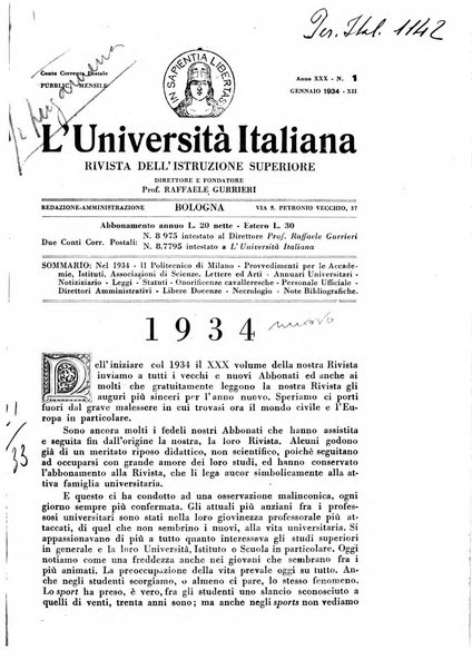 L'università italiana rivista dell'istruzione superiore