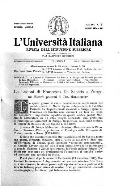 L'università italiana rivista dell'istruzione superiore