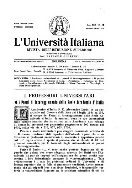 L'università italiana rivista dell'istruzione superiore