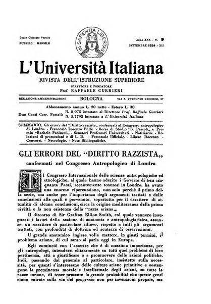 L'università italiana rivista dell'istruzione superiore