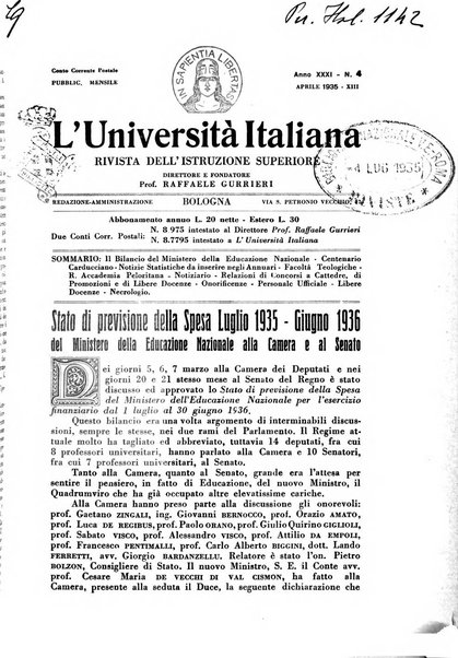 L'università italiana rivista dell'istruzione superiore