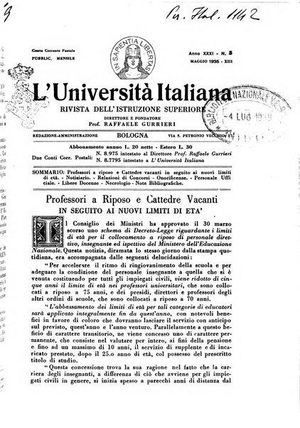 L'università italiana rivista dell'istruzione superiore