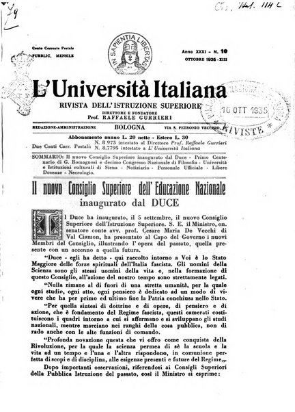 L'università italiana rivista dell'istruzione superiore