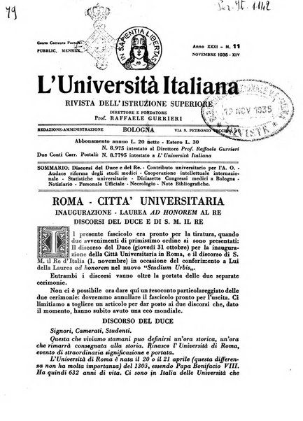 L'università italiana rivista dell'istruzione superiore