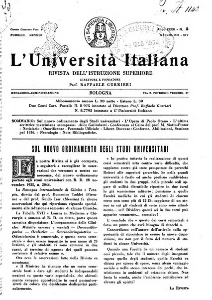 L'università italiana rivista dell'istruzione superiore