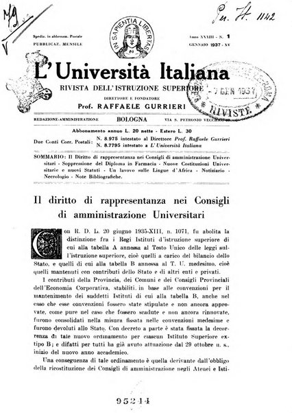 L'università italiana rivista dell'istruzione superiore