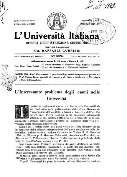 L'università italiana rivista dell'istruzione superiore