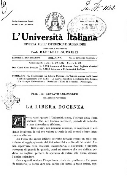 L'università italiana rivista dell'istruzione superiore