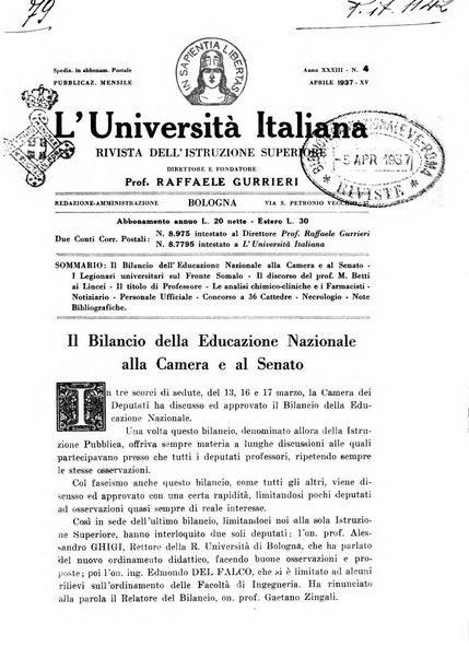 L'università italiana rivista dell'istruzione superiore