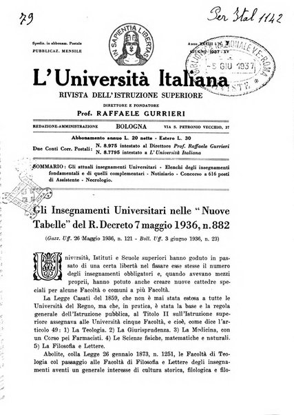 L'università italiana rivista dell'istruzione superiore