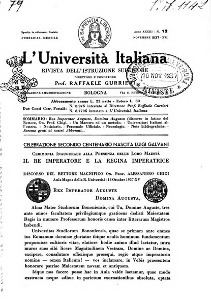 L'università italiana rivista dell'istruzione superiore