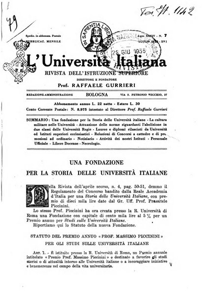 L'università italiana rivista dell'istruzione superiore