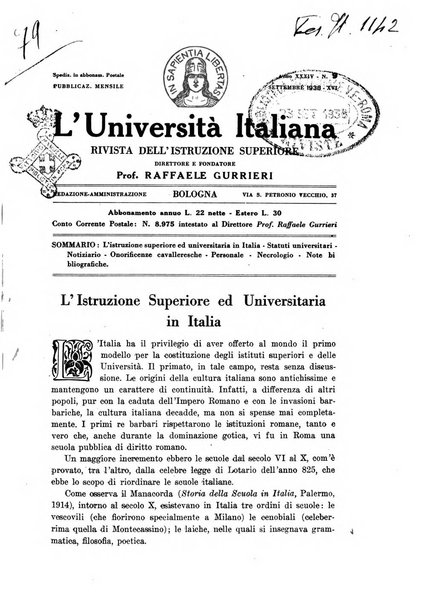 L'università italiana rivista dell'istruzione superiore