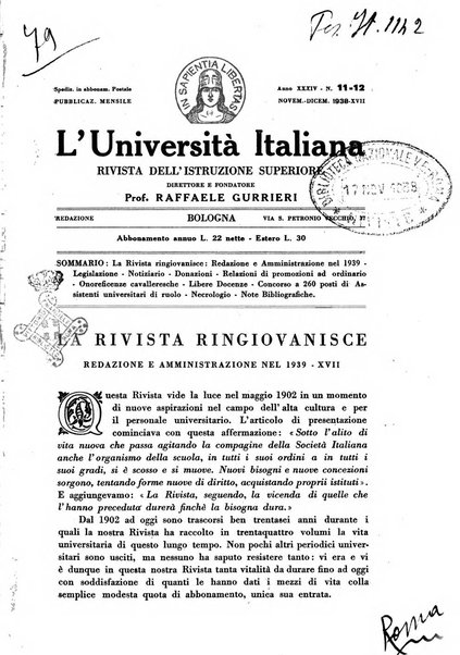 L'università italiana rivista dell'istruzione superiore
