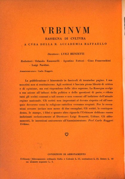 Urbinum bollettino di cultura ufficiale per gli atti della brigata urbinate degli amici dei monumenti, della reale Accademia Raffaello e del reale Istituto di belle arti delle Marche